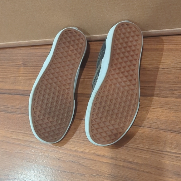 Vans Slip-On Sneakers - Black and Olive Pattern w/Skull - Picture 5 of 5